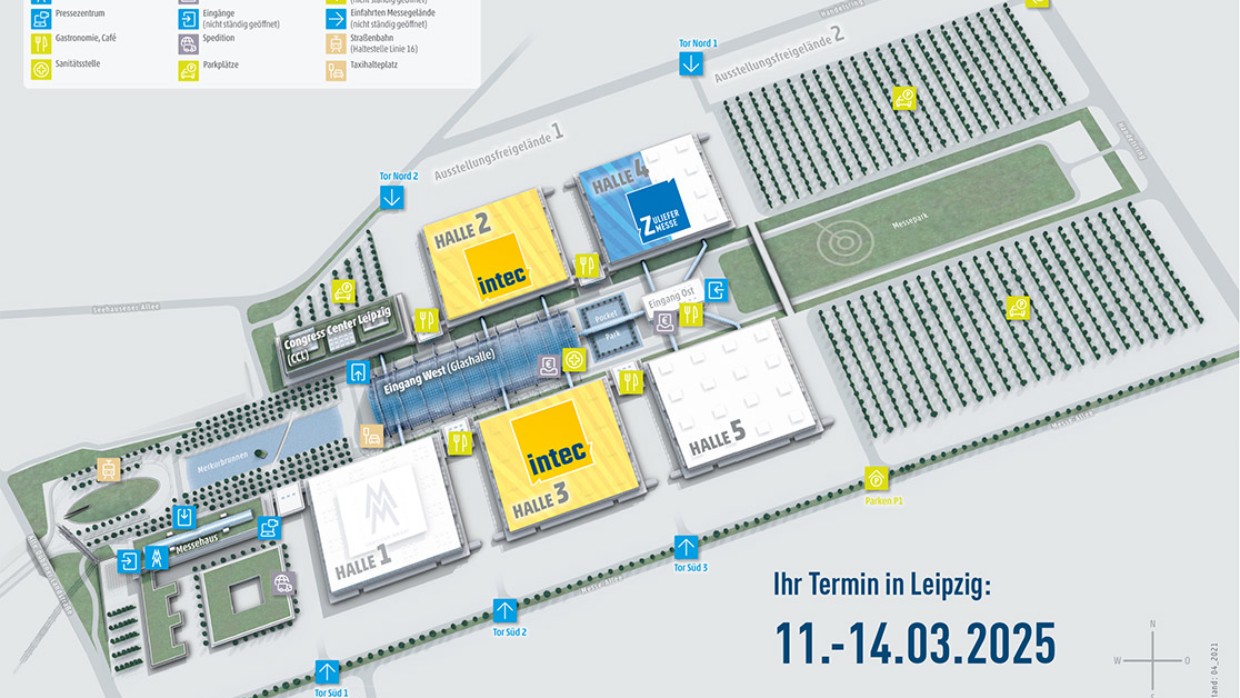 Geländeplan Zuliefermesse und Intec